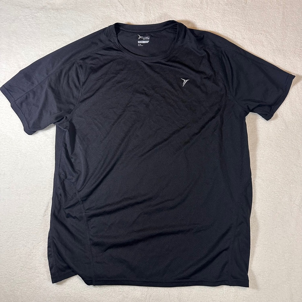 Old Navy Active Mens XL Black GO-DRY Athletic T-Shirt Training Gym